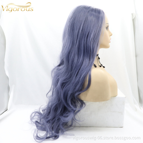 Vigorous Long Natural Wavy  Lace Front Wigs Cheap Synthetic hair Wigs Ladies Hair African curly Wigs for black women